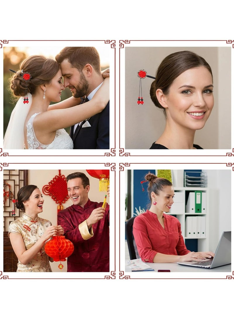 4 قطع الصينية عصا الشعر اليابانية الرجعية خشبية الشعر الزهرة الشعر عصا اليدوية الكلاسيكية الجيشا الشعر الملحقات مقاطع للشعر الطويل - Image 4