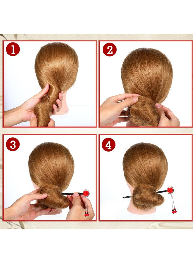 4 قطع الصينية عصا الشعر اليابانية الرجعية خشبية الشعر الزهرة الشعر عصا اليدوية الكلاسيكية الجيشا الشعر الملحقات مقاطع للشعر الطويل - Image 5