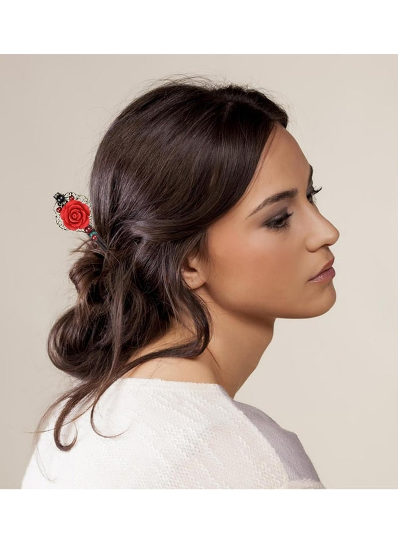 4 قطع الصينية عصا الشعر اليابانية الرجعية خشبية الشعر الزهرة الشعر عصا اليدوية الكلاسيكية الجيشا الشعر الملحقات مقاطع للشعر الطويل - Image 3