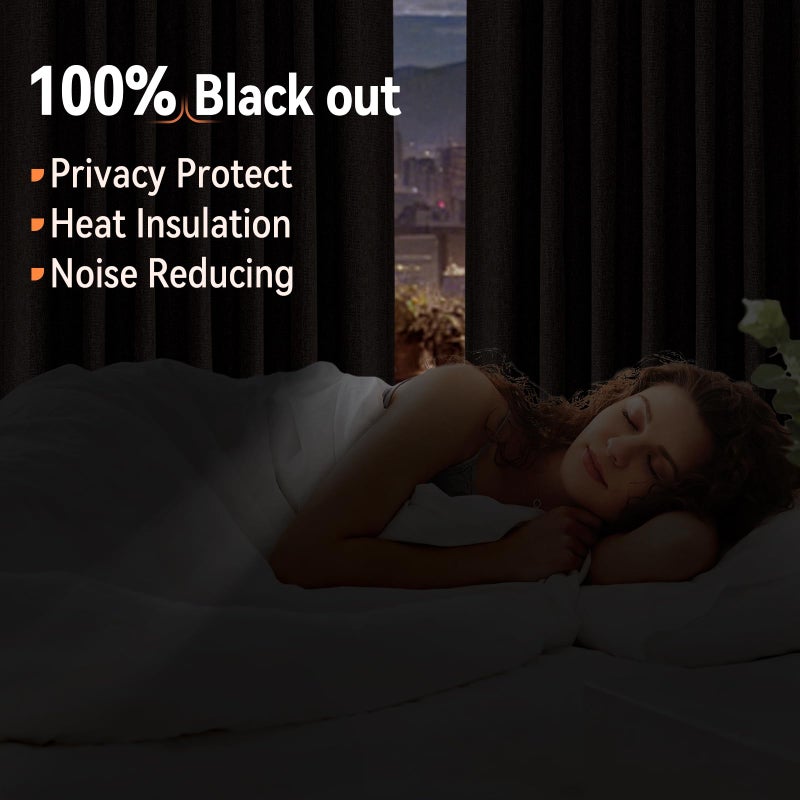 100% Blackout Shield 100% Blackout Curtains 45 Inches Long Linen Blackout Curtains 45 Inch Length 2 Panels Set Thermal Insulated Full Light Blackout Curtains for Bedroom/Living Room 40 "" W x 45 "" L 2 Panels Beige - Image 2