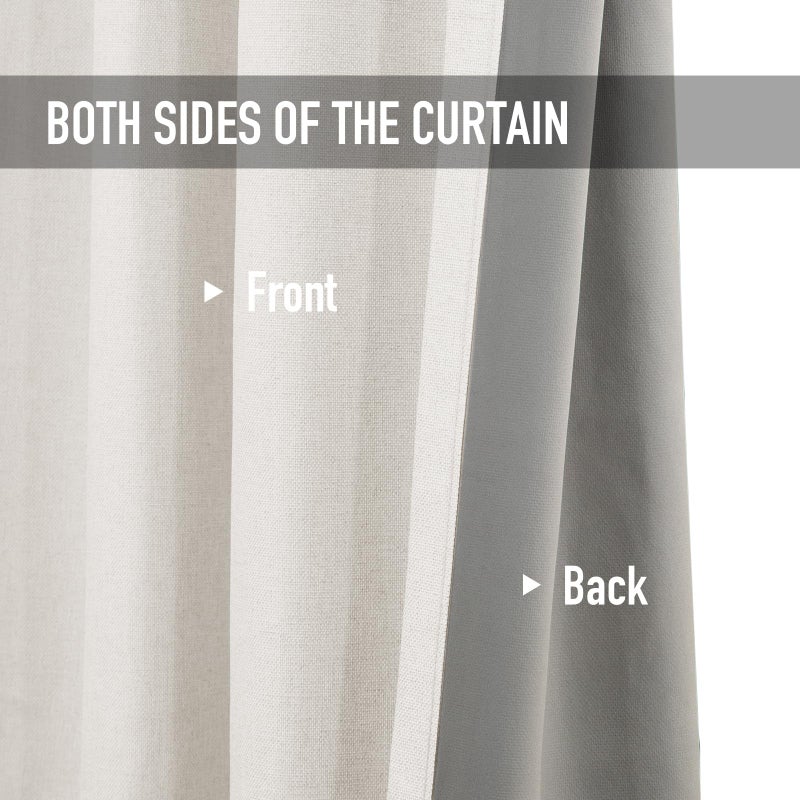 100% Blackout Shield 100% Blackout Curtains 45 Inches Long Linen Blackout Curtains 45 Inch Length 2 Panels Set Thermal Insulated Full Light Blackout Curtains for Bedroom/Living Room 40 "" W x 45 "" L 2 Panels Beige - Image 4