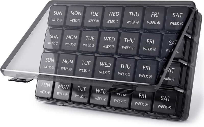 Monthly Pill Organizer - 28 Day Pill Box with Large Compartments for Vitamins and Supplements - Image 1