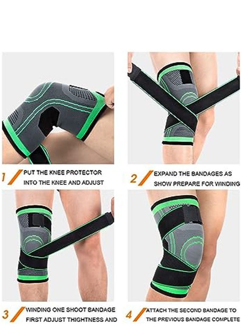 Anti-slip compression knee pads - adjustable knee pads for meniscal arthritis, fast recovery - perfect for running, basketball and other sports - one package