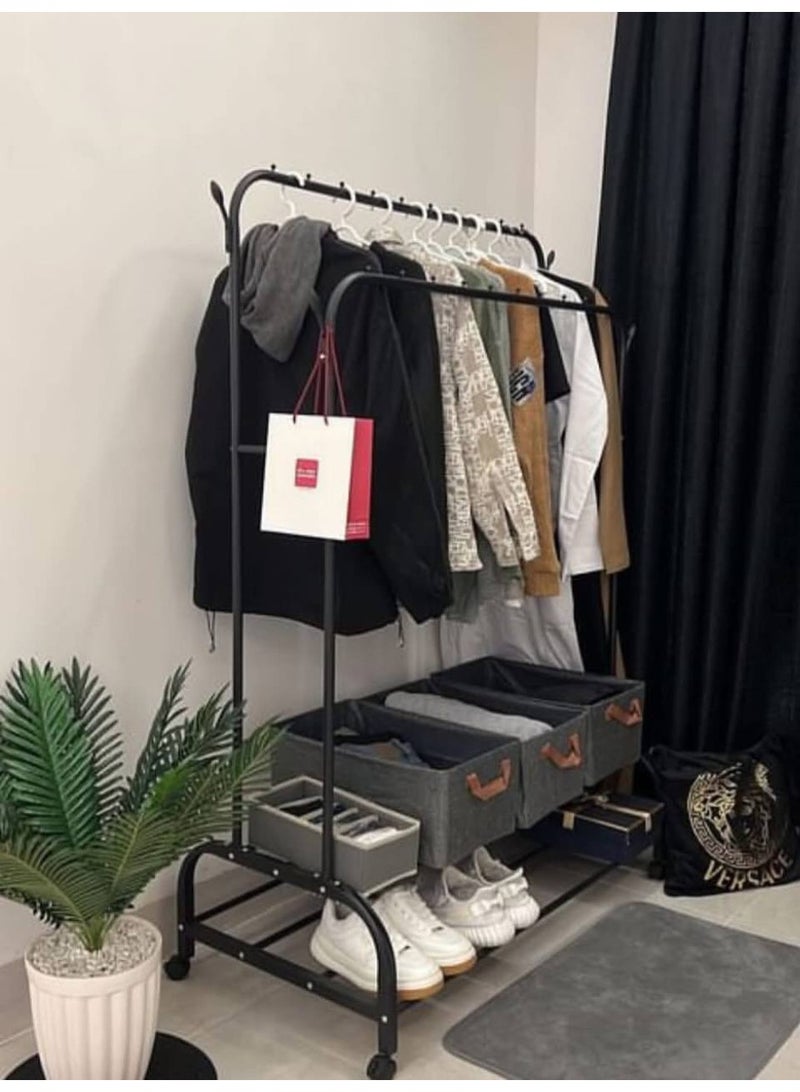 Clothes rack that can hold up to 50 kg, two tiers + two lower shelves, easy to assemble and disassemble - Image 2