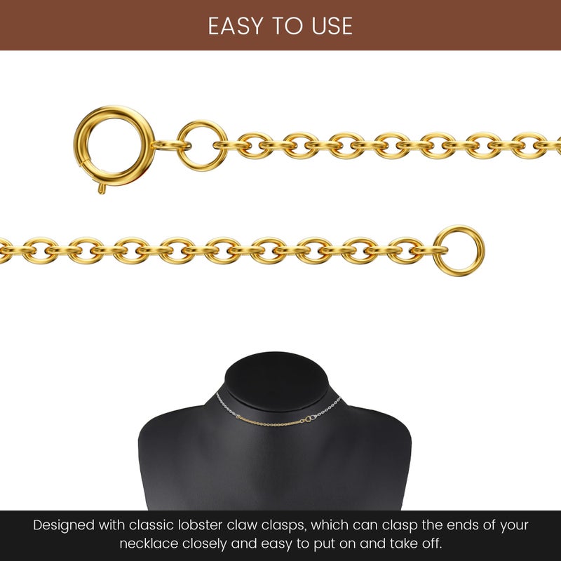 Bonison Necklace Extender Gold - 18k Gold Plated Chain Extenders for Necklaces, Necklaces Bracelet Anklet Extenders for Women Jewelry Making (3 pcs Gold (1 2 3 Inch)) - Image 4