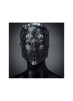 The Bros Halloween Mask for Men Bauta Mask Women Metal Cosplay Halloween Masks Halloween Costume Masks Venetian Mardi Gras Metal Lace Haute Couture Mask (Black)  - Image 2