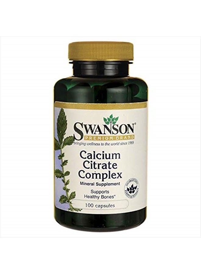 SWANSON Calcium Citrate Complex Bone Muscle Nerve Health Blood Pressure Support Mineral Supplement 250 mg Calcium (from Citrate & Carbonate) 100 Capsules - Image 2