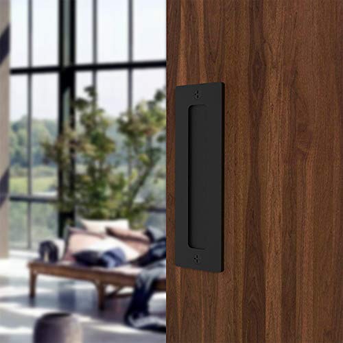 Orgerphy 7” Black Barn Door Handle Finger Pull Set (2 Packs) | Heavy Duty Modern Simple Invisible Handle for Gates Garages Sheds Barn Door, Pocket Door | with Flat Bottom Easy to Install (2 PCS) - Image 5
