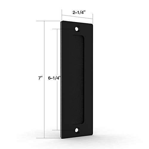 Orgerphy 7” Black Barn Door Handle Finger Pull Set (2 Packs) | Heavy Duty Modern Simple Invisible Handle for Gates Garages Sheds Barn Door, Pocket Door | with Flat Bottom Easy to Install (2 PCS) - Image 2