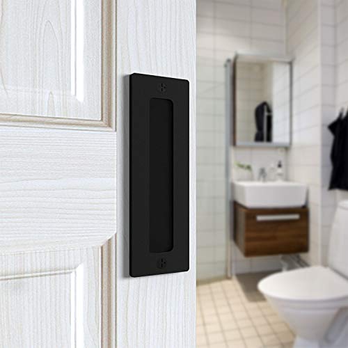 Orgerphy 7” Black Barn Door Handle Finger Pull Set (2 Packs) | Heavy Duty Modern Simple Invisible Handle for Gates Garages Sheds Barn Door, Pocket Door | with Flat Bottom Easy to Install (2 PCS) - Image 4