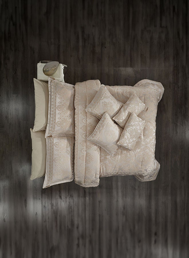 In-House Dover | 10 Pieces Copland Comforter Set - King - 260x240 cm - Ivory & Beige  - Image 3