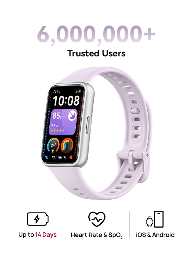 HUAWEI Band 11 Health and Fitness Tracker, Smart Watch, 24/7 Health Intelligence, HRV, Sleep Tracking, Stress Monitor, Emotional Wellbeing, Ultra-Slim, iOS & Android, Up to 14 Days Battery Life Purple - Image 1