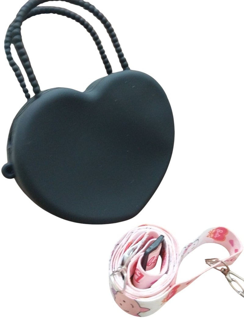Mini Heart-Shaped Silicone Crossbody Bag with Zipper – Cute and Trendy Design - Image 3