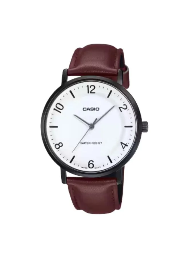 CASIO Men's Leather Analog Watch MTP-VT03BL-7BDF - 40.5 mm