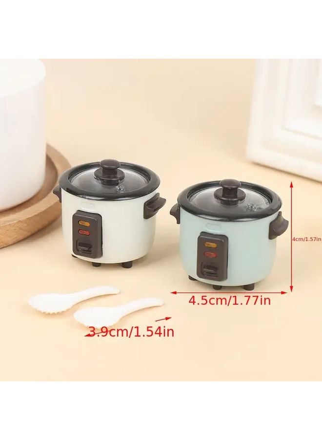 Blue 1 12 Dollhouse Miniature Rice Cooker With Spoon Kitchen Model - Image 4