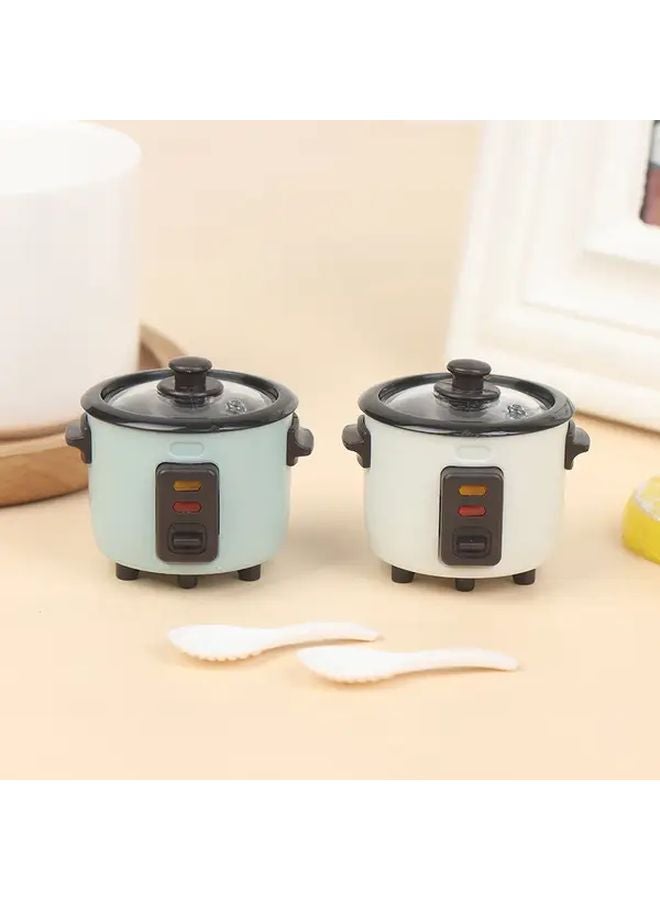 Blue 1 12 Dollhouse Miniature Rice Cooker With Spoon Kitchen Model - Image 5