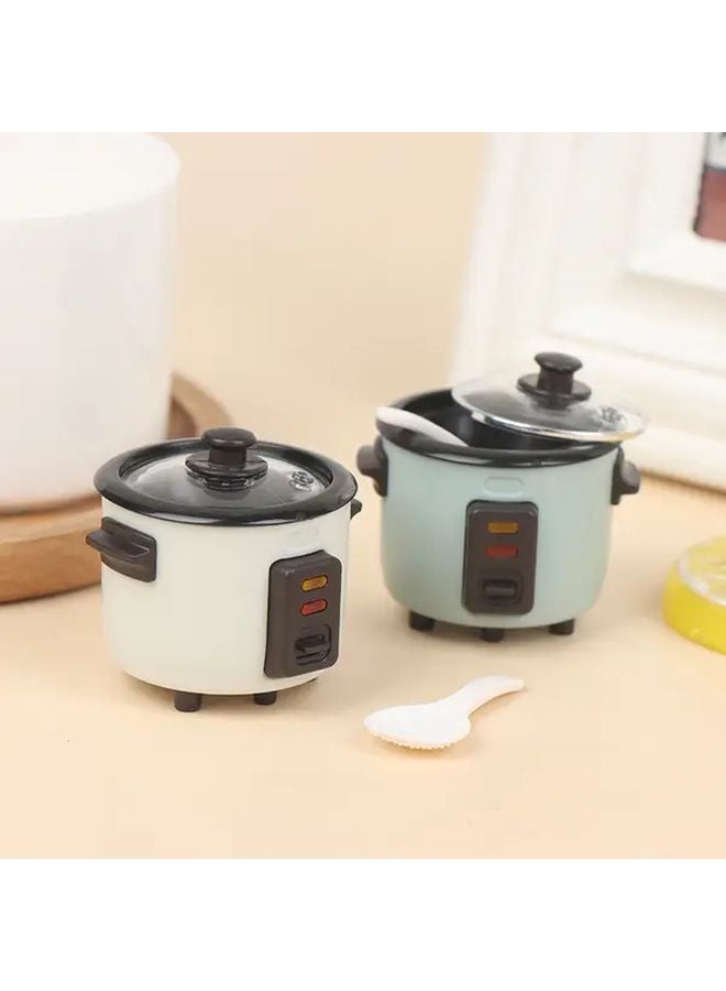 Blue 1 12 Dollhouse Miniature Rice Cooker With Spoon Kitchen Model - Image 3