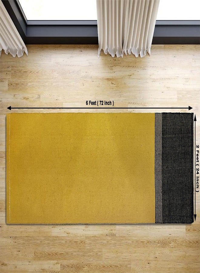 STONEMUNK Reversible Cotton Yoga Mat Daily Exercise Yoga Mat, Floor Covering Mat for Kids Baby Men Women for Early Morning Yoga Exercise Mat of 2x6 Yellow Color - Image 3