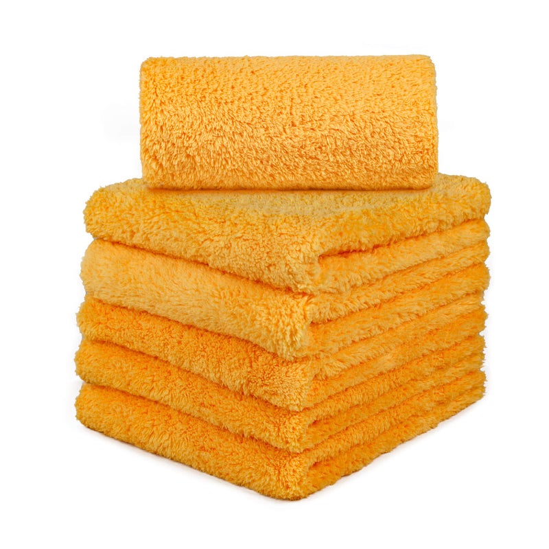 CARCAREZ Microfiber Towels for Cars Car Drying Wash Detailing Towel with Plush Edgeless Microfiber Cloth Yellow
