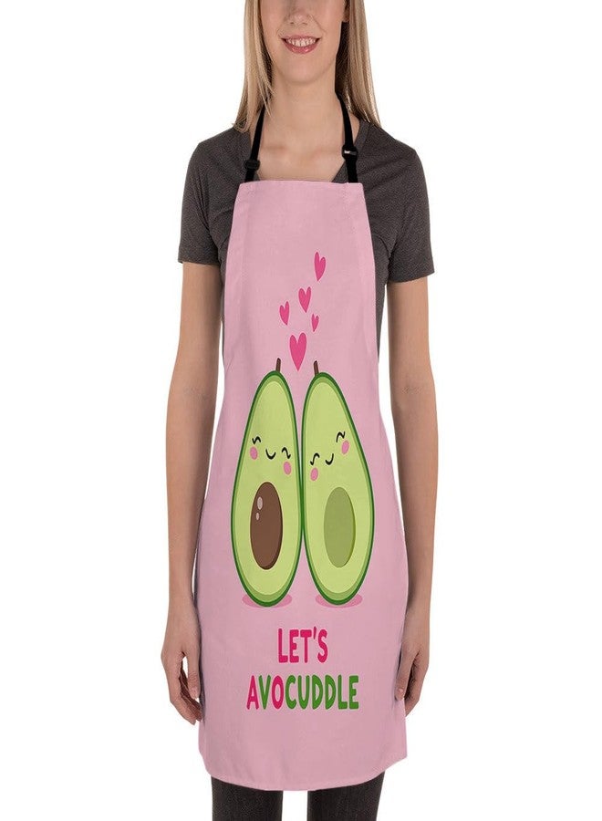 Moslion Avocado Apron 31x27 Inch Cute Food Couple Fruit Word Let's Avocuddle” for Lover Valentine's Day Kitchen Chef Waitress Cook Aprons Bib with Adjustable Neck for Women Men Girls - Image 2