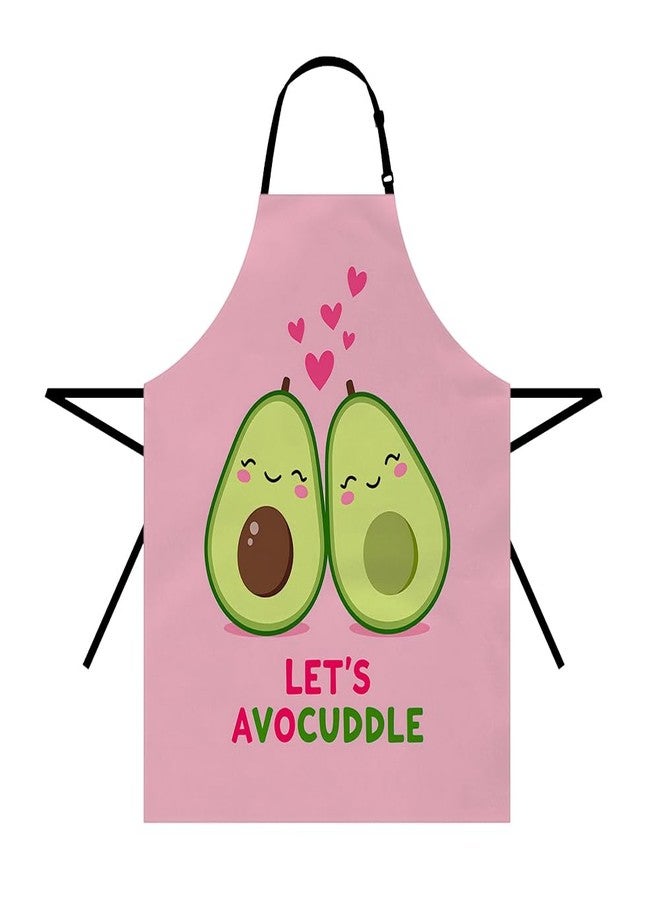 Moslion Avocado Apron 31x27 Inch Cute Food Couple Fruit Word Let's Avocuddle” for Lover Valentine's Day Kitchen Chef Waitress Cook Aprons Bib with Adjustable Neck for Women Men Girls - Image 1