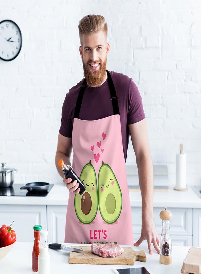 Moslion Avocado Apron 31x27 Inch Cute Food Couple Fruit Word Let's Avocuddle” for Lover Valentine's Day Kitchen Chef Waitress Cook Aprons Bib with Adjustable Neck for Women Men Girls - Image 3