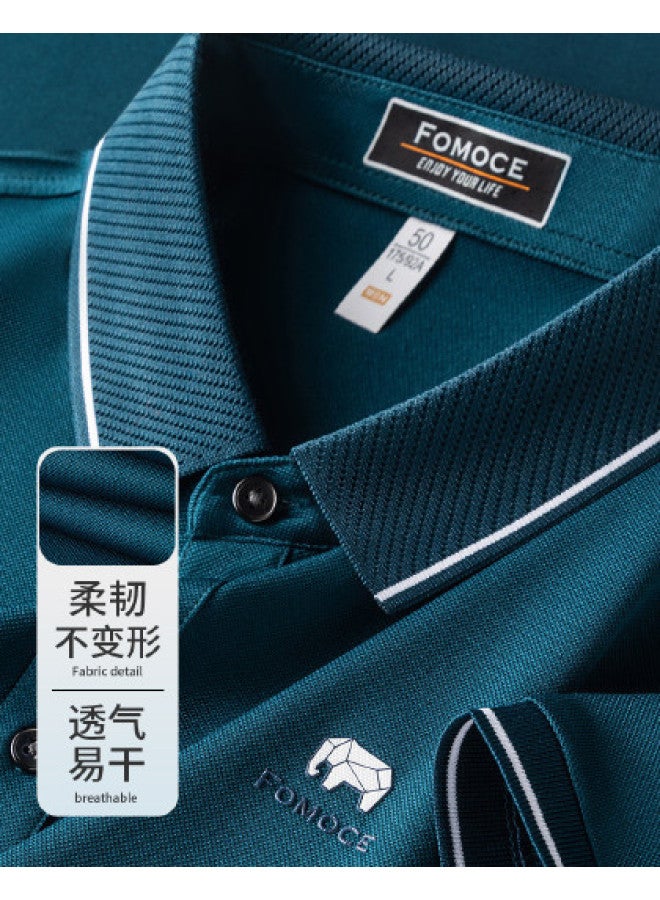 Fomoce men's Summer Solid Color Breathable Comfortable Commuter Polo Shirt - Image 1