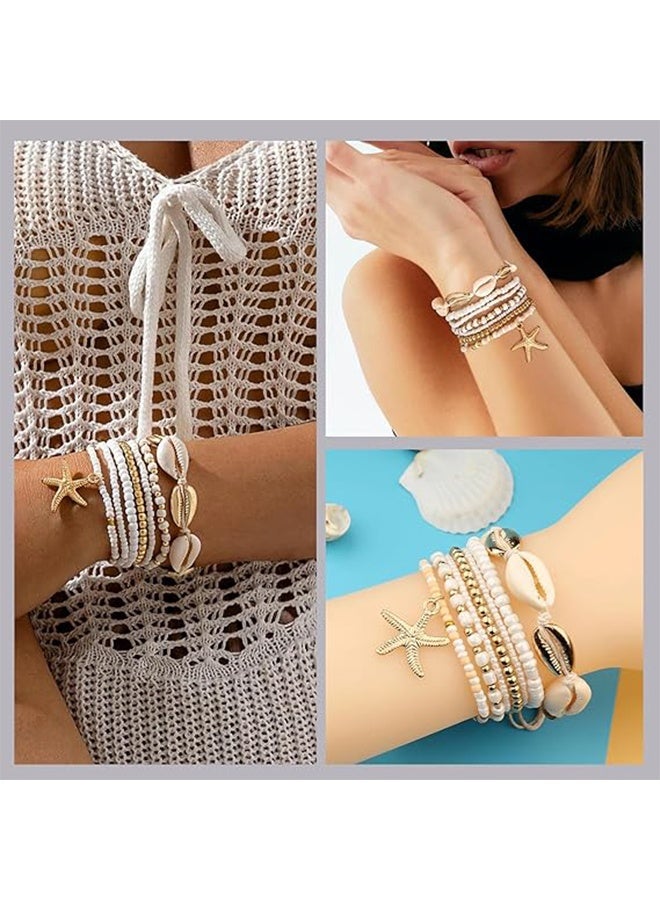 7pcs Gold Ray Star Crystal Braided Nautical Ankle Bracelets Best Dating Gift for Women - Image 5