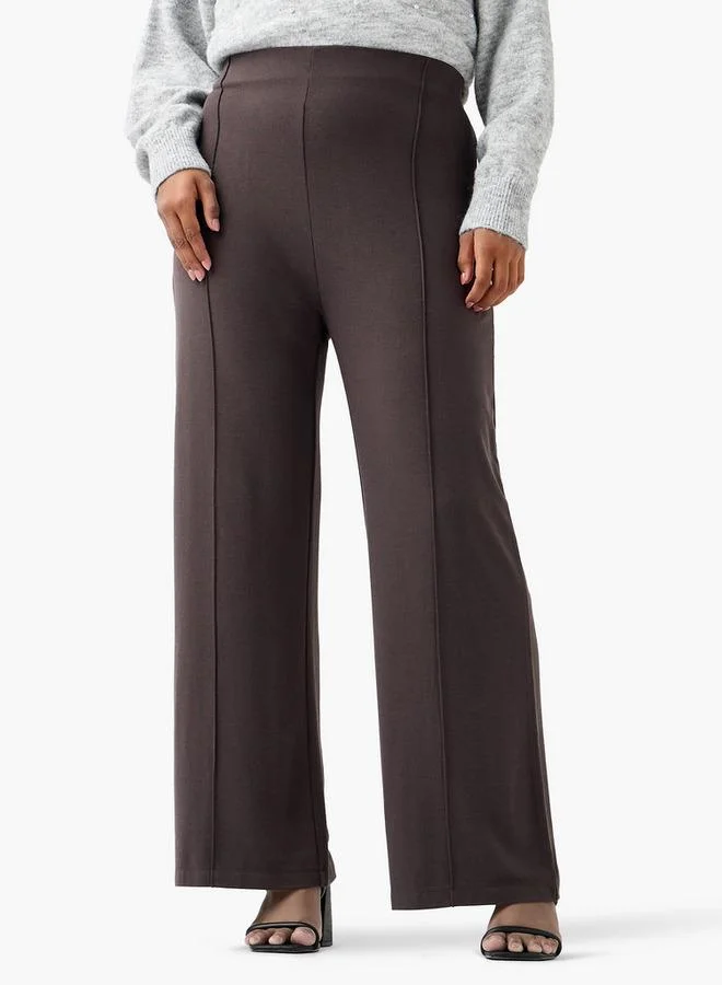 Ulla Popken Ulla Popken Pintuck Wide Leg Trousers