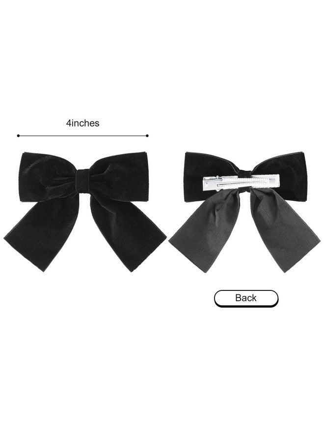 Aileam 2PCS Velvet Hair Bows Black Hair Ribbon Clips 4" Big Fall Alligator Clips Hair Accessories for Women Girls Toddlers Kids Baby - Image 3