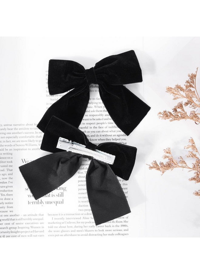 Aileam 2PCS Velvet Hair Bows Black Hair Ribbon Clips 4" Big Fall Alligator Clips Hair Accessories for Women Girls Toddlers Kids Baby - Image 5