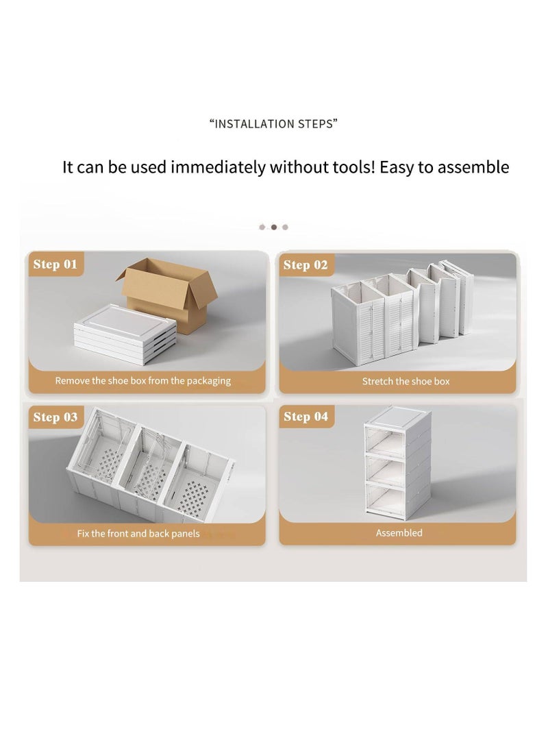 ARNOTEC - Shoe Box Transparent Sneakers Storage Box Storage Box Shoe Box Shoe Box Box Shelf Storage Box Clog Box No Tools Required Folding Shoes Storage Space Saving Large Capacity Stackable Entrance Sneakers (3 pack) - Image 1