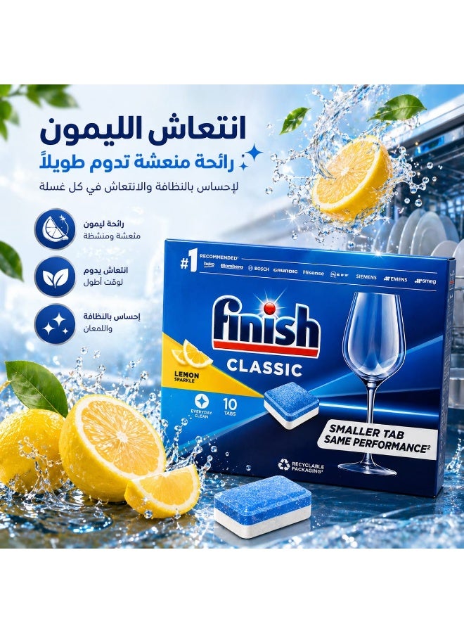 Finish Classic 10 Tablets 2-Layer Soaks and Softens Tough Food Stains for a Daily Clean the First Time Lemon Scent - Image 4