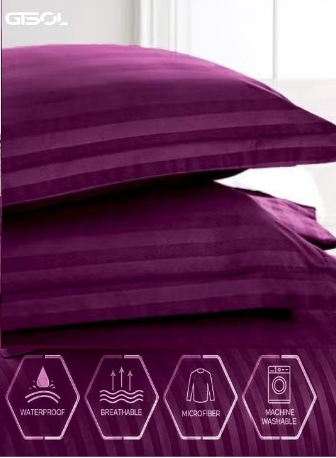GTSOL 4-Piece Luxury King Size Striped Bedding Set – Premium Microfiber Duvet Cover Set with Deep Pocket Fitted Sheet (200x200+30cm) & 2 Pillowcases (48x74+5cm) – Soft Hotel Collection Comforter Cover Set for King Bed – Elegant Modern Bedroom Bedding - Image 5
