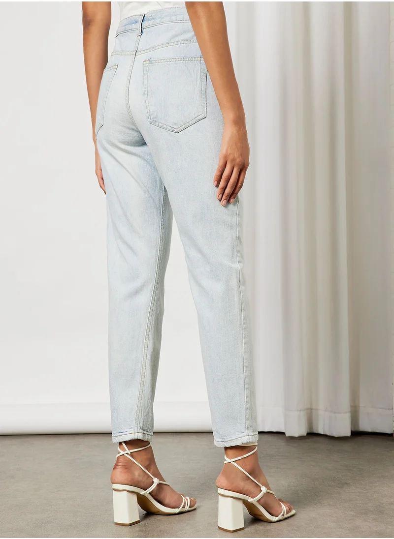 FEMME LUXE Washed Straight Jeans