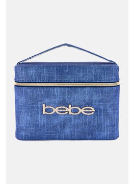 bebe Women Brand Logo Makeup Bag, Blue  - Image 1
