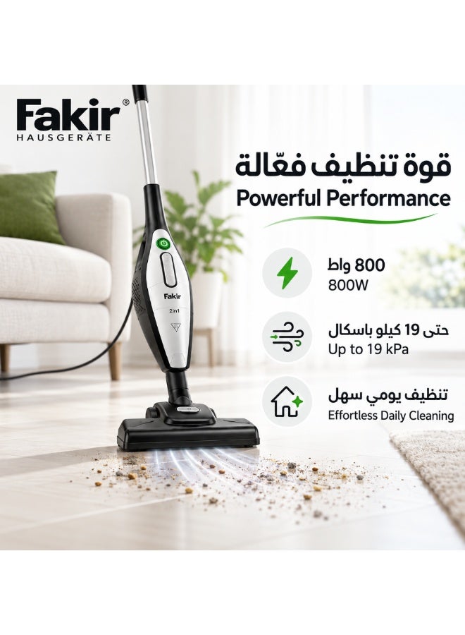 Fakir 2-in-1 Corded Stick Vacuum Cleaner with EPA Filter, 800W, 1L, Black/Silver - Image 2