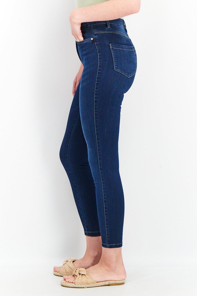 ONLY Women Skinny Fit High Waist Wash Stretchable Denim, Dark Blue  - Image 4