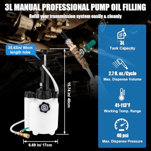 BetyBedy 3L Transmission Fluid Pump Kit, Fluid Transfer Pump with 13PCS ATF Adapters, Manual Transmission Oil Pump for Automotive Oil Filling System, Manual ATF Fluid Transfer Pump for Oil - Image 4