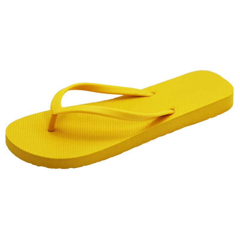 ShuYo Slim Flip Flops for Women, Ladies Shower Slippers Flat Sandals for Summer Bathroom Beach Pool, Ultra Lightweight Basic Thongs Rubber Soft Slide Slip-on Shoes (Lemon Yellow, Adult, Women, 8, Numeric Range, US Footwear Size System, 9, Medium) - Image 1