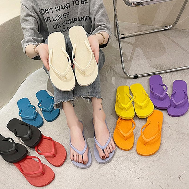 ShuYo Slim Flip Flops for Women, Ladies Shower Slippers Flat Sandals for Summer Bathroom Beach Pool, Ultra Lightweight Basic Thongs Rubber Soft Slide Slip-on Shoes (Lemon Yellow, Adult, Women, 8, Numeric Range, US Footwear Size System, 9, Medium) - Image 5