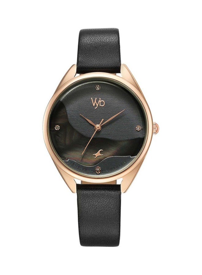 Fastrack Vyb Spotlight Quartz Analog Black Dial Watch For Women With Black Leather Strap - Image 1