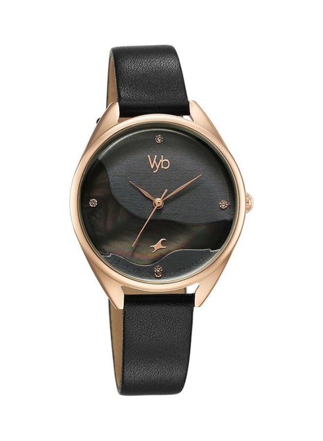 Fastrack Vyb Spotlight Quartz Analog Black Dial Watch For Women With Black Leather Strap - Image 2