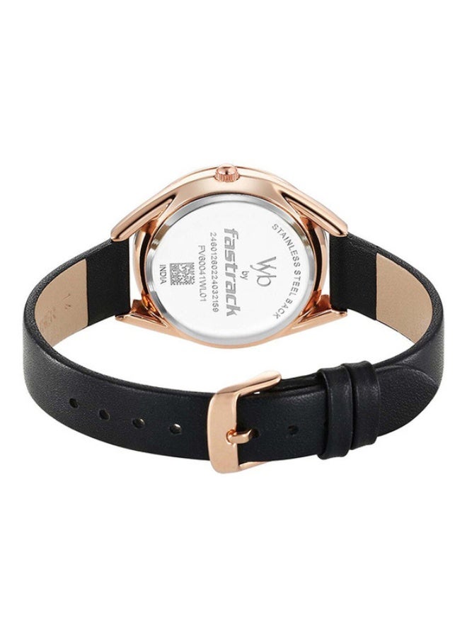 Fastrack Vyb Spotlight Quartz Analog Black Dial Watch For Women With Black Leather Strap - Image 5