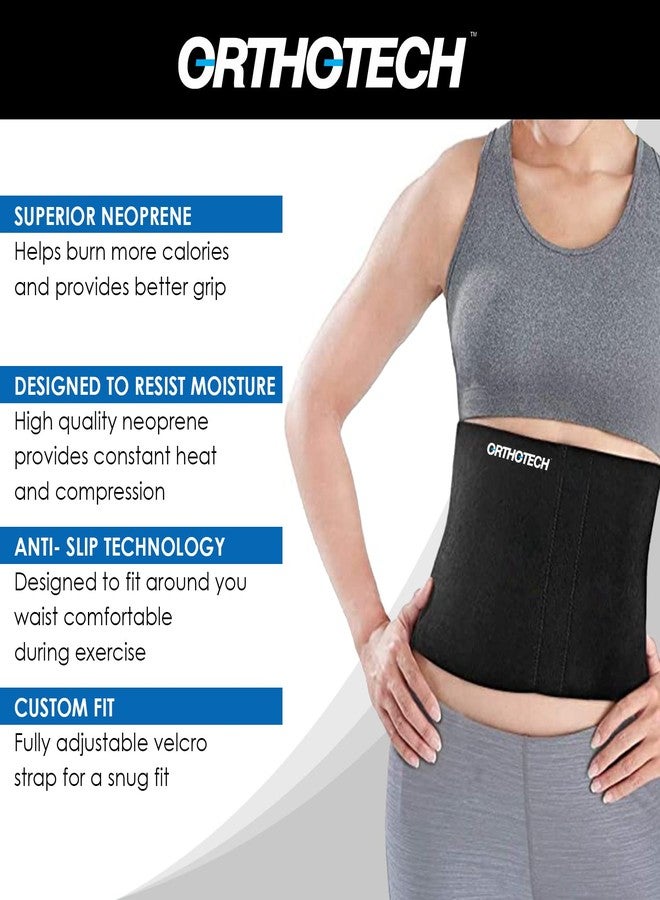 Orthotech Waist Trainer Belt | Adjustable Compression for Core Support | Breathable and Comfortable Fabric | Secure Velcro Closure for Custom Fit (Black) - Image 3