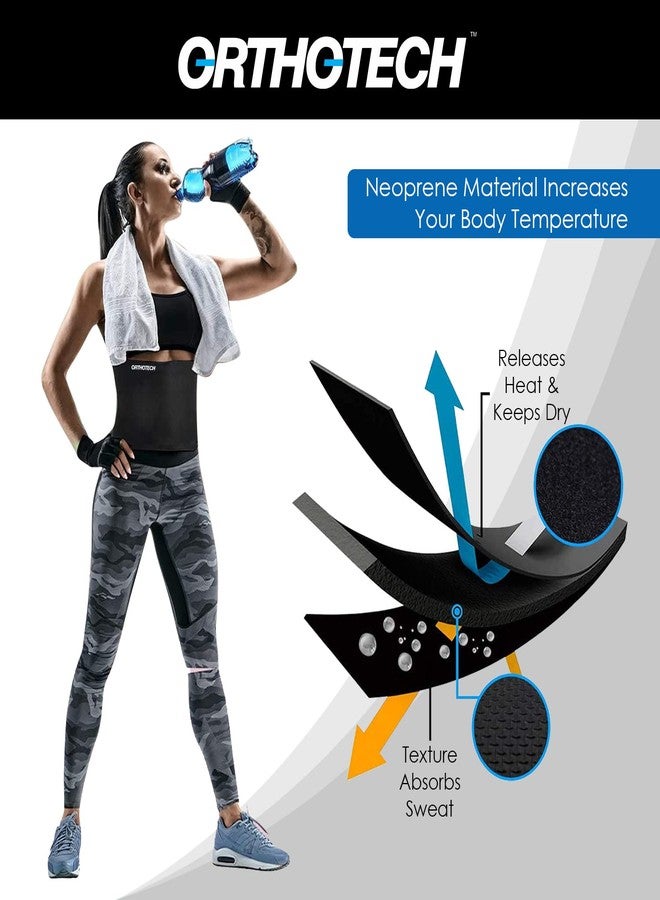 Orthotech Waist Trainer Belt | Adjustable Compression for Core Support | Breathable and Comfortable Fabric | Secure Velcro Closure for Custom Fit (Black) - Image 2