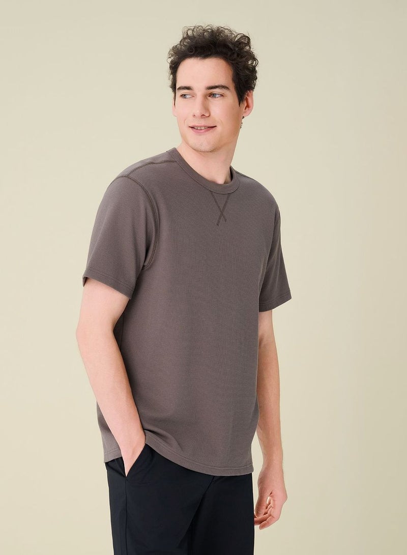 GIORDANO Men’s Regular Fit Stretch Waffle Tee - Image 4