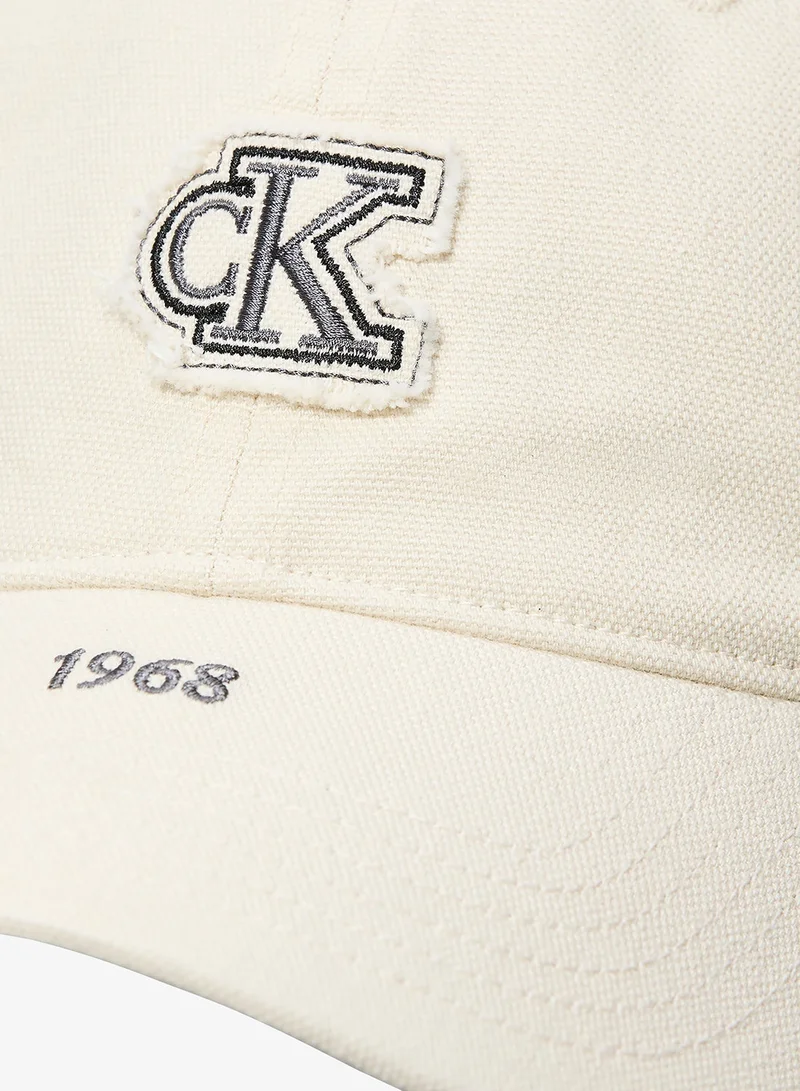 Calvin Klein Bone White Washed Canvas Embroidered Logo Cap  | Best Price UAE