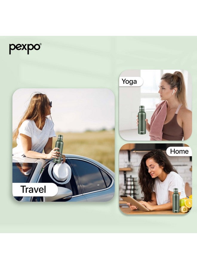 Pexpo Orio Stainless Steel Hot and Cold Vacuum Insulated ISI Certified Flask,500ml, Military Green, Set of 1, | Slim Water Bottle | Double Wall Flask | BPA Free | Office | School | Home | Hiking | Gym - Image 5