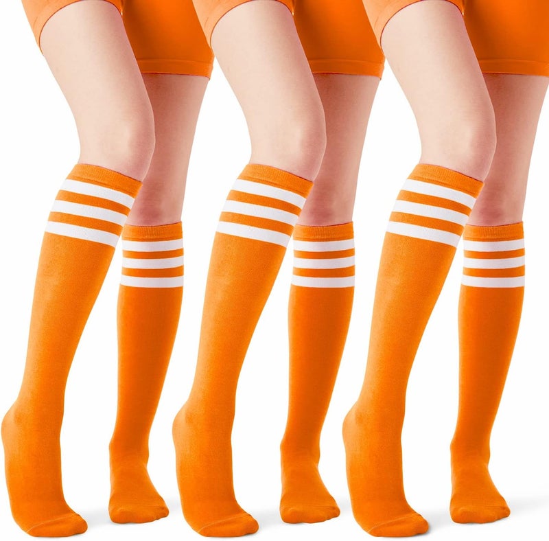 JOULLI Women's Knee High Athletic Socks Stripe Tube Outdoor Sport Socks 1-3 Pairs - Image 1